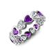 4 - Trisha 3.54 ctw Heart Shape Natural Diamond & Amethyst (4.00 mm) Eternity Band 