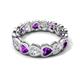 5 - Trisha 3.54 ctw Heart Shape Natural Diamond & Amethyst (4.00 mm) Eternity Band 