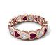 5 - Trisha 4.31 ctw Heart Shape Natural Diamond & Rhodolite Garnet (4.00 mm) Eternity Band 