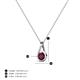 5 - Tessie 0.18 ct Rhodolite Garnet (3.50 mm) Women Teardrop Solitaire Pendant Necklace 