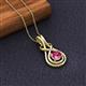 3 - Amanda 5.00 mm Round Pink Tourmaline Solitaire Infinity Love Knot Pendant Necklace 