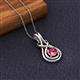 3 - Amanda 5.00 mm Round Pink Tourmaline Solitaire Infinity Love Knot Pendant Necklace 