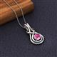 3 - Amanda 5.00 mm Round Pink Sapphire Solitaire Infinity Love Knot Pendant Necklace 