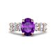 1 - Jamila 4.70 ctw Amethyst Oval Shape (9x7 mm) & Lab Grown Diamond Oval Shape (5x3 mm) Hidden Halo Engagement Ring 