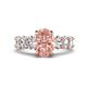 1 - Jamila 4.61 ctw Morganite Oval Shape (9x7 mm) & Lab Grown Diamond Oval Shape (5x3 mm) Hidden Halo Engagement Ring 