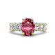 1 - Jamila 5.10 ctw Pink Tourmaline Oval Shape (9x7 mm) & Lab Grown Diamond Oval Shape (5x3 mm) Hidden Halo Engagement Ring 