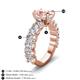 3 - Jamila 4.61 ctw Morganite Oval Shape (9x7 mm) & Lab Grown Diamond Oval Shape (5x3 mm) Hidden Halo Engagement Ring 