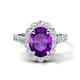 1 - Zarina 2.70 ctw Amethyst Oval Shape (9x7 mm) & Round Lab Grown Diamond Halo Engagement Ring 