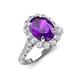 4 - Zarina 2.70 ctw Amethyst Oval Shape (9x7 mm) & Round Lab Grown Diamond Halo Engagement Ring 