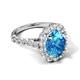 5 - Zarina 3.40 ctw Blue Topaz Oval Shape (9x7 mm) & Round Lab Grown Diamond Halo Engagement Ring 