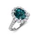 4 - Zarina 3.40 ctw London Blue Topaz Oval Shape (9x7 mm) & Round Lab Grown Diamond Halo Engagement Ring 
