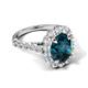 5 - Zarina 3.40 ctw London Blue Topaz Oval Shape (9x7 mm) & Round Lab Grown Diamond Halo Engagement Ring 