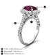 3 - Zarina 3.30 ctw Rhodolite Garnet Oval Shape (9x7 mm) & Round Lab Grown Diamond Halo Engagement Ring 