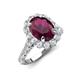 4 - Zarina 3.30 ctw Rhodolite Garnet Oval Shape (9x7 mm) & Round Lab Grown Diamond Halo Engagement Ring 