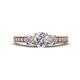 1 - Valene 1.05 ctw IGI Certified Lab Grown Diamond Round (5.50 mm) & Natural Diamond Three Stone Engagement Ring 