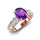 4 - Jamila 4.70 ctw Amethyst Oval Shape (9x7 mm) & Lab Grown Diamond Oval Shape (5x3 mm) Hidden Halo Engagement Ring 