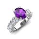 4 - Jamila 4.70 ctw Amethyst Oval Shape (9x7 mm) & Lab Grown Diamond Oval Shape (5x3 mm) Hidden Halo Engagement Ring 