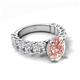 5 - Jamila 4.61 ctw Morganite Oval Shape (9x7 mm) & Lab Grown Diamond Oval Shape (5x3 mm) Hidden Halo Engagement Ring 