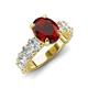 4 - Jamila 5.20 ctw Red Garnet Oval Shape (9x7 mm) & Lab Grown Diamond Oval Shape (5x3 mm) Hidden Halo Engagement Ring 