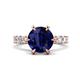 1 - Zariya 4.25 ctw Center Round Created Blue Sapphire with Side Lab Grown Diamond Solitaire Plus Engagement Ring 