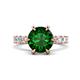 1 - Zariya 3.25 ctw Center Round Created Emerald with Side Lab Grown Diamond Solitaire Plus Engagement Ring 