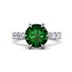 1 - Zariya 3.25 ctw Center Round Created Emerald with Side Lab Grown Diamond Solitaire Plus Engagement Ring 