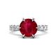 1 - Zariya 4.25 ctw Center Round Created Ruby with Side Lab Grown Diamond Solitaire Plus Engagement Ring 