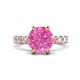 1 - Zariya 4.25 ctw Center Round Created Pink Sapphire with Side Lab Grown Diamond Solitaire Plus Engagement Ring 