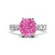 1 - Zariya 4.25 ctw Center Round Created Pink Sapphire with Side Lab Grown Diamond Solitaire Plus Engagement Ring 
