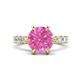 1 - Zariya 4.25 ctw Center Round Created Pink Sapphire with Side Lab Grown Diamond Solitaire Plus Engagement Ring 