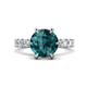1 - Zariya 3.50 ctw Center Round London Blue Topaz with Side Lab Grown Diamond Solitaire Plus Engagement Ring 