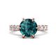 1 - Zariya 3.50 ctw Center Round London Blue Topaz with Side Lab Grown Diamond Solitaire Plus Engagement Ring 