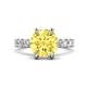 1 - Zariya 4.25 ctw Center Round Created Created Yellow Sapphire with Side Lab Grown Diamond Solitaire Plus Engagement Ring 