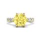 1 - Zariya 4.25 ctw Center Round Created Created Yellow Sapphire (VS1/F) with Side Lab Grown Diamond Solitaire Plus Engagement Ring 
