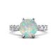 1 - Zariya 2.90 ctw Center Round Lab Opal with Side Lab Grown Diamond Solitaire Plus Engagement Ring 