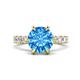 1 - Zariya 3.50 ctw Center Round Blue Topaz with Side Lab Grown Diamond Solitaire Plus Engagement Ring 