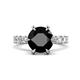 1 - Zariya 4.50 ctw Center Round Black Diamond with Side Lab Grown Diamond Solitaire Plus Engagement Ring 