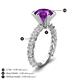 5 - Zariya 4.50 ctw Center Round Amethyst with Side Lab Grown Diamond Solitaire Plus Engagement Ring 