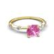 2 - Nuria 1.06 ctw (6.50 mm) Round Pink Sapphire and Side Spaced Round Natural Diamond Engagement Ring 