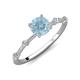 3 - Nuria 0.98 ctw (6.50 mm) Round Aquamarine and Side Spaced Round Natural Diamond Engagement Ring 