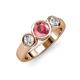 3 - Naava Pink Tourmaline and Lab Grown Diamond Three Stone Engagement Ring 
