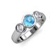 3 - Naava Blue Topaz and Lab Grown Diamond Three Stone Engagement Ring 