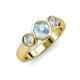 3 - Naava Aquamarine and Lab Grown Diamond Three Stone Engagement Ring 