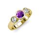 3 - Naava Amethyst and Lab Grown Diamond Three Stone Engagement Ring 