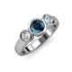 3 - Naava Blue Diamond and White Lab Grown Diamond Three Stone Engagement Ring 