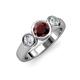 3 - Naava Red Garnet and Lab Grown Diamond Three Stone Engagement Ring 