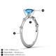 4 - Nuria 1.06 ctw (6.50 mm) Round Blue Topaz and Side Spaced Round Natural Diamond Engagement Ring 
