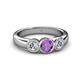 2 - Naava Amethyst and Lab Grown Diamond Three Stone Engagement Ring 