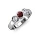 3 - Naava Red Garnet and Lab Grown Diamond Three Stone Engagement Ring 