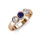 3 - Naava Blue Sapphire and Lab Grown Diamond Three Stone Engagement Ring 
